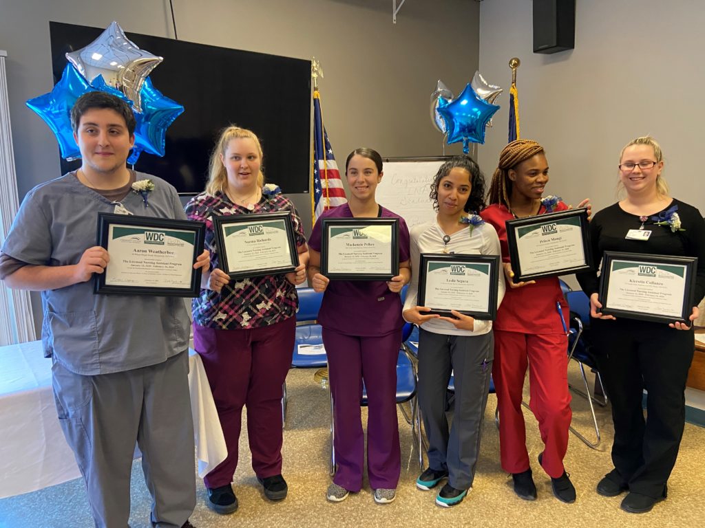 The Hillsborough County Nursing Home recognized and honored the inaugural class of six licensed nursing assistant (LNA) apprentices who recently completed the educational component of their apprenticeship program through ApprenticeshipNH.