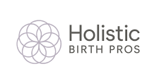 Geometric flower logo with text Holistic Birth Pros on a white background.