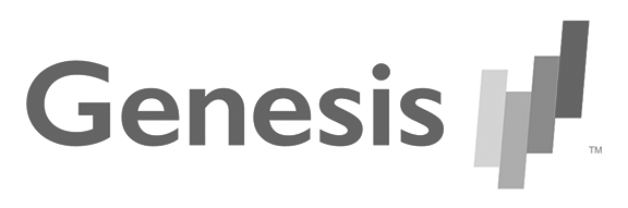 The Genesis logo with four stacked, ascending bars in shades of gray to the right of the word Genesis, highlighting its collaboration with ApprenticeshipNH.
